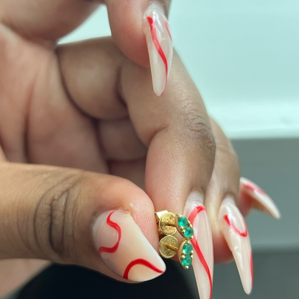 18K Gold Emerald Studs